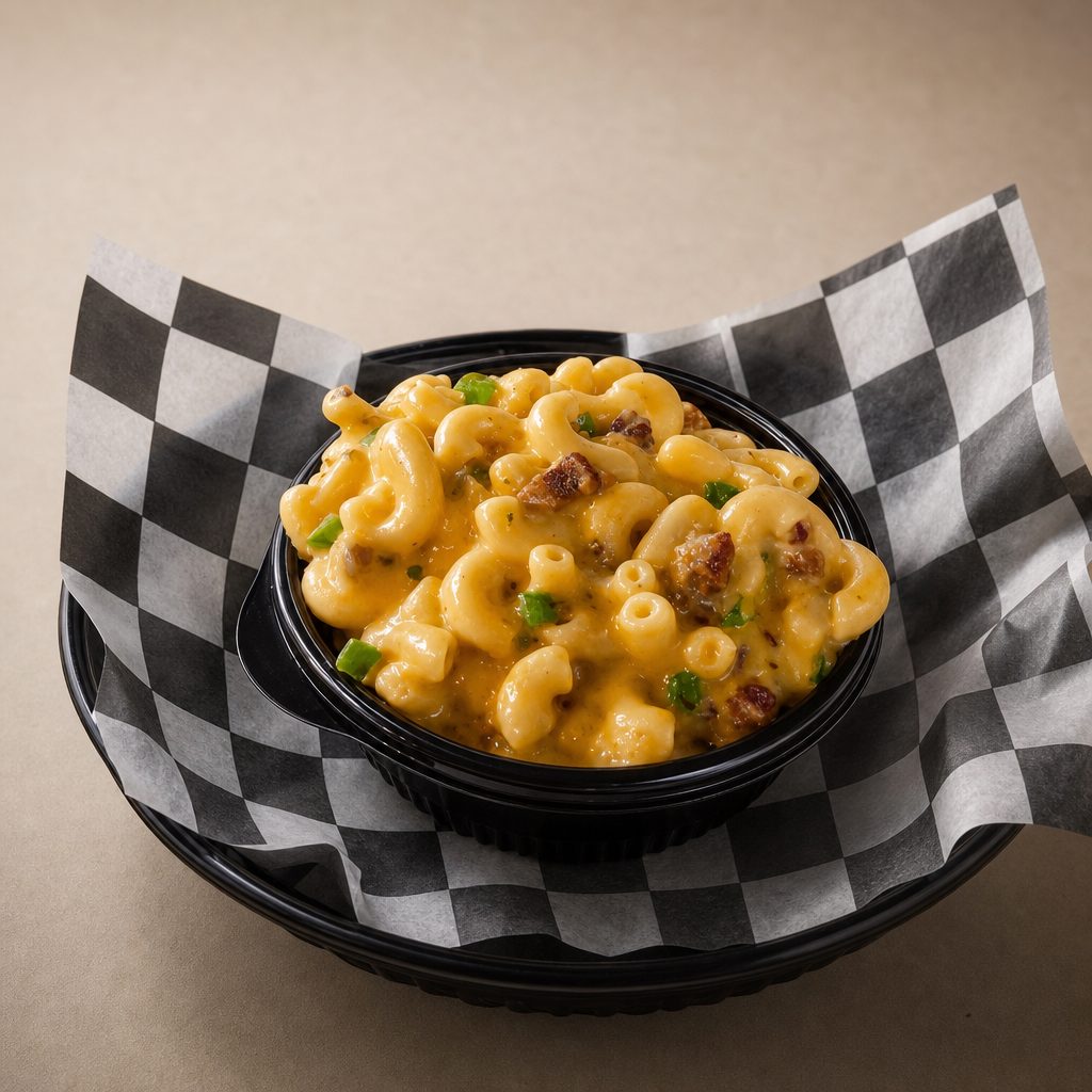 Queso Mac with Bacon And Jalapeno added.