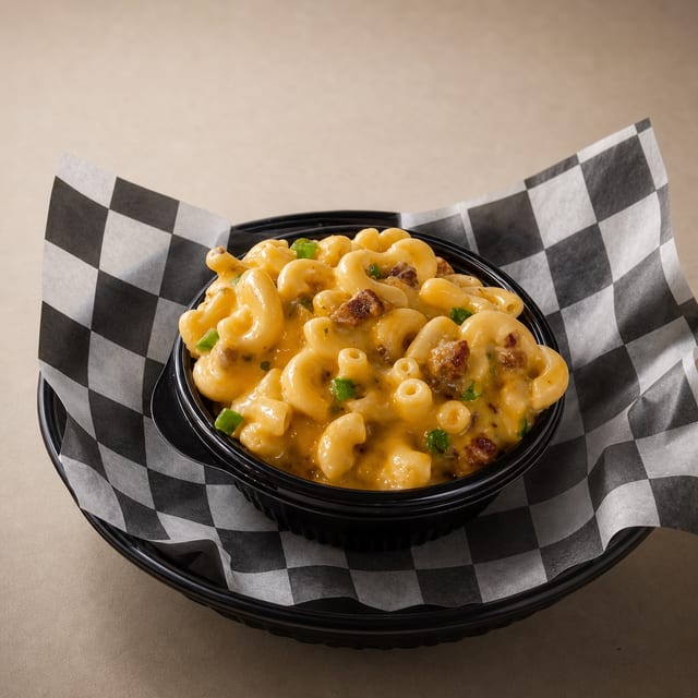 Queso Mac with Bacon And Jalapeno added.